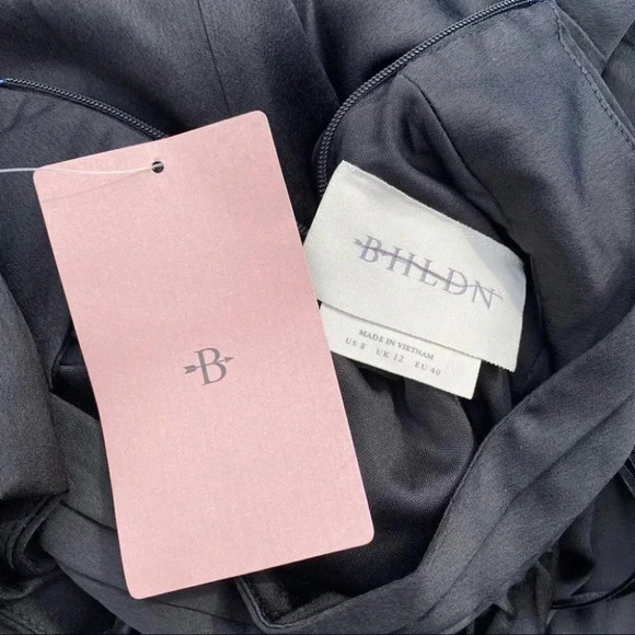 NWT Anthropologie BHLDN Esme Satin l Dress Long Wedding Guest Cocktail Black 8 - Picture 10 of 11